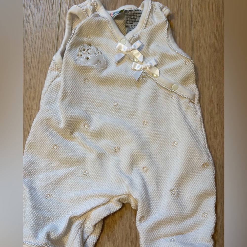 Vintage mcbaby sleeveless sleeper romper with stars and bear on cloud baby
